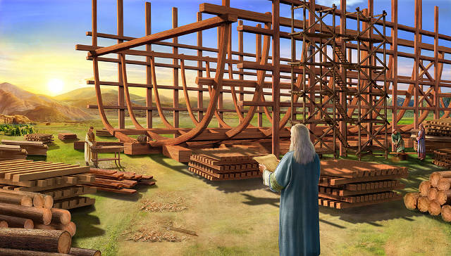 Dios pretende destruir el mundo con un diluvio y ordena a NoÃ© construir un arca