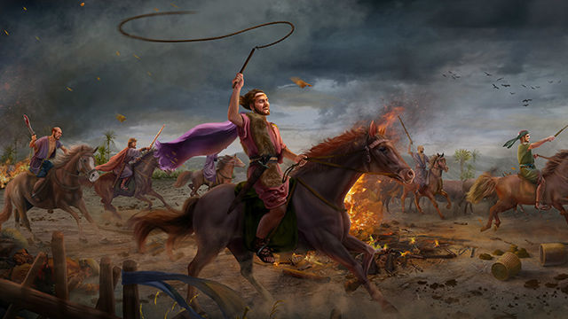 Satanás tienta a Job por primera vez (le roban su ganado y la calamidad cae sobre sus hijos)